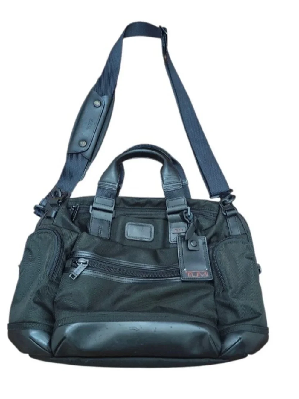 TUMI Black Ballistic Nylon Business Briefcase Laptop Bag Shoulder Strap